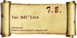 Tax Bálint névjegykártya