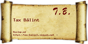 Tax Bálint névjegykártya